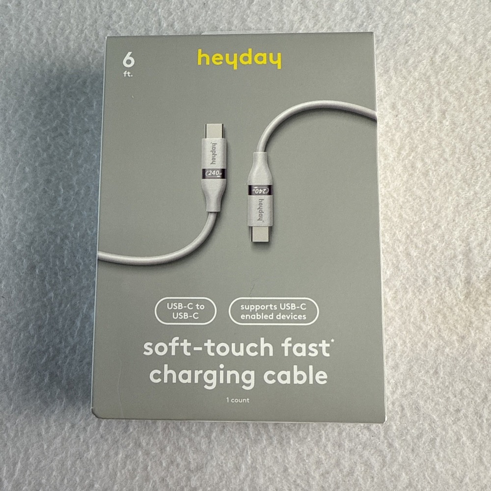 6' USB-C to USB-C Fast Charging Silicone Cable - heyday‎ White Clay
